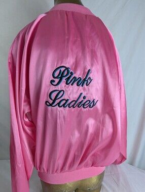 Grease Musical Pink Ladies Pink Satin Bomber Jacket Large